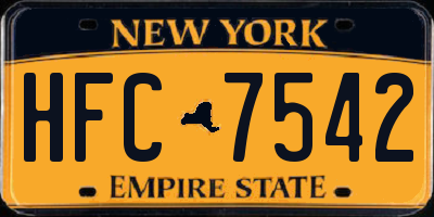 NY license plate HFC7542
