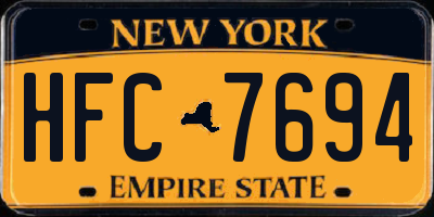NY license plate HFC7694
