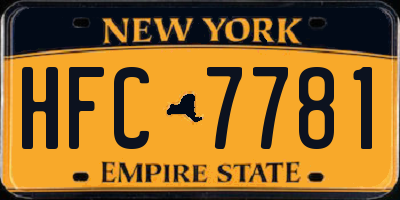 NY license plate HFC7781