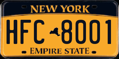 NY license plate HFC8001