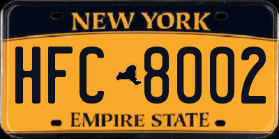 NY license plate HFC8002