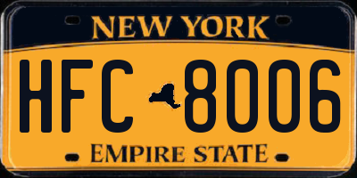 NY license plate HFC8006
