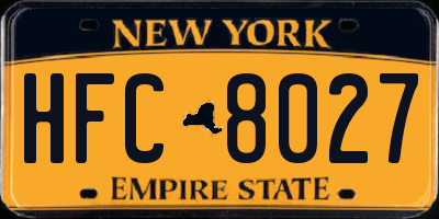 NY license plate HFC8027