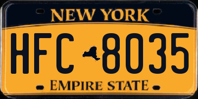 NY license plate HFC8035