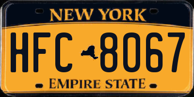 NY license plate HFC8067