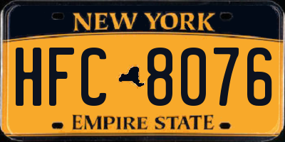 NY license plate HFC8076