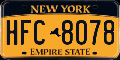 NY license plate HFC8078