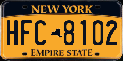 NY license plate HFC8102