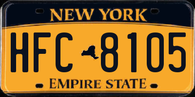 NY license plate HFC8105
