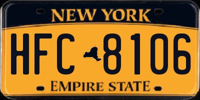NY license plate HFC8106