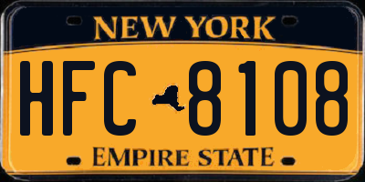 NY license plate HFC8108