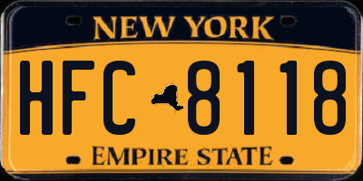 NY license plate HFC8118