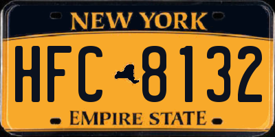 NY license plate HFC8132