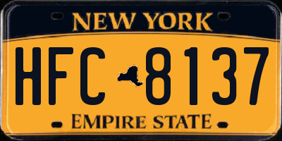 NY license plate HFC8137