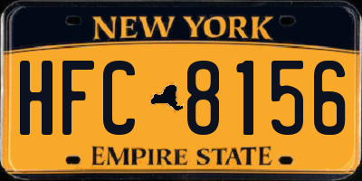 NY license plate HFC8156