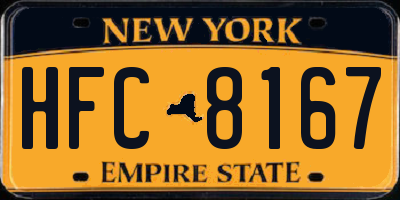 NY license plate HFC8167