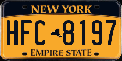 NY license plate HFC8197