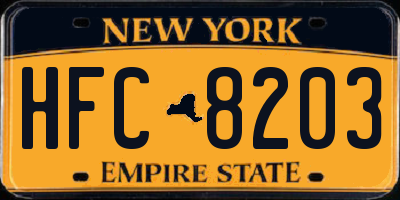 NY license plate HFC8203