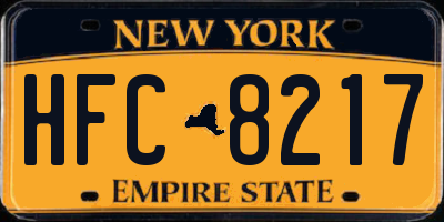 NY license plate HFC8217