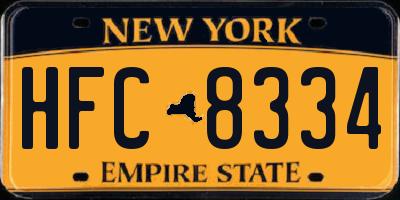 NY license plate HFC8334