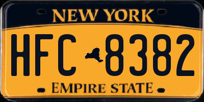NY license plate HFC8382