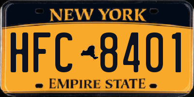 NY license plate HFC8401