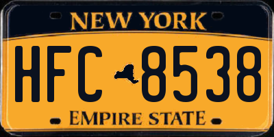 NY license plate HFC8538