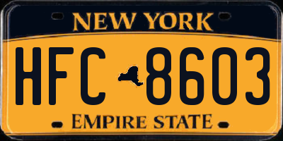 NY license plate HFC8603