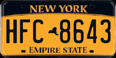 NY license plate HFC8643
