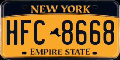 NY license plate HFC8668