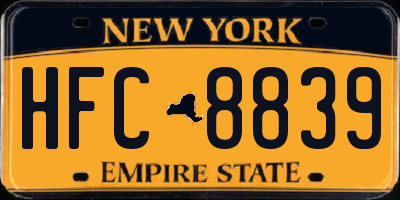 NY license plate HFC8839