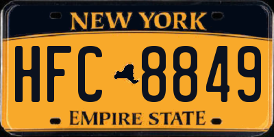 NY license plate HFC8849