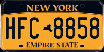 NY license plate HFC8858