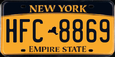 NY license plate HFC8869
