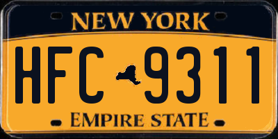 NY license plate HFC9311