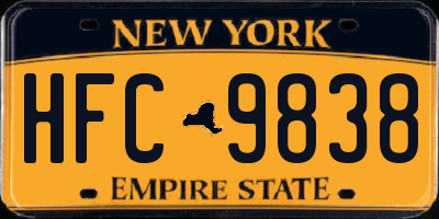 NY license plate HFC9838