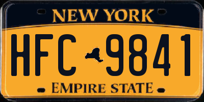 NY license plate HFC9841
