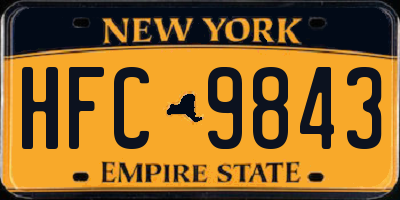 NY license plate HFC9843