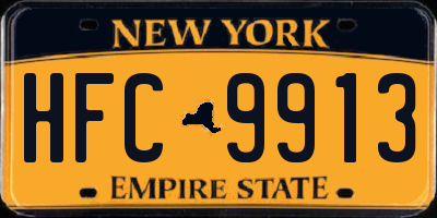 NY license plate HFC9913