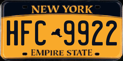 NY license plate HFC9922