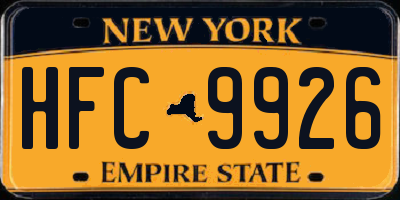 NY license plate HFC9926