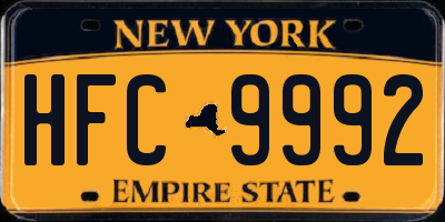 NY license plate HFC9992