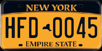 NY license plate HFD0045