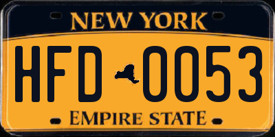 NY license plate HFD0053