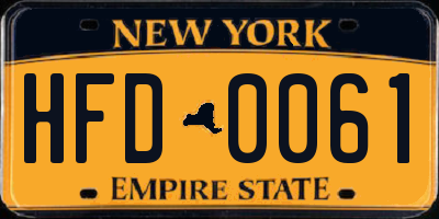 NY license plate HFD0061