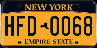 NY license plate HFD0068
