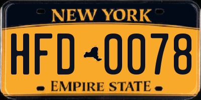 NY license plate HFD0078