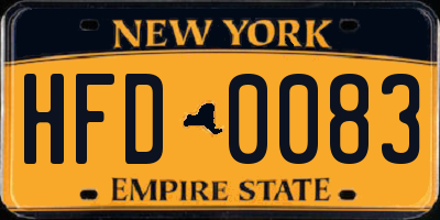 NY license plate HFD0083