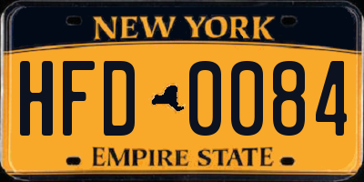 NY license plate HFD0084