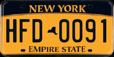 NY license plate HFD0091